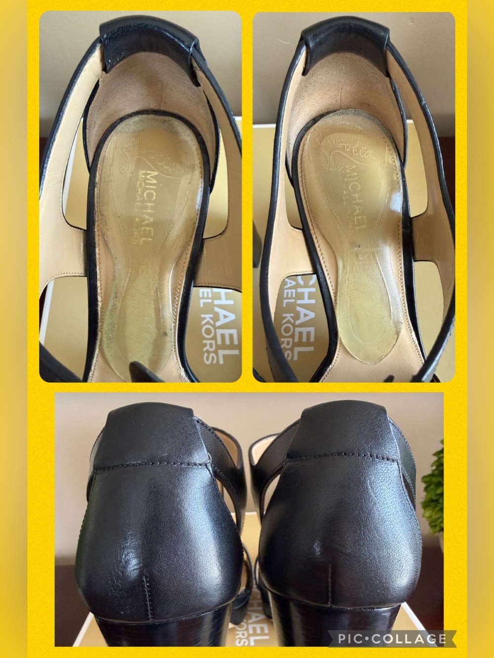 MICHAEL Michael Kors 🖤BERKLEY🖤 BLACK LEATHER T-STRAP ZIP PLATFLORM SIZE 8.5M - Picture 9 of 17
